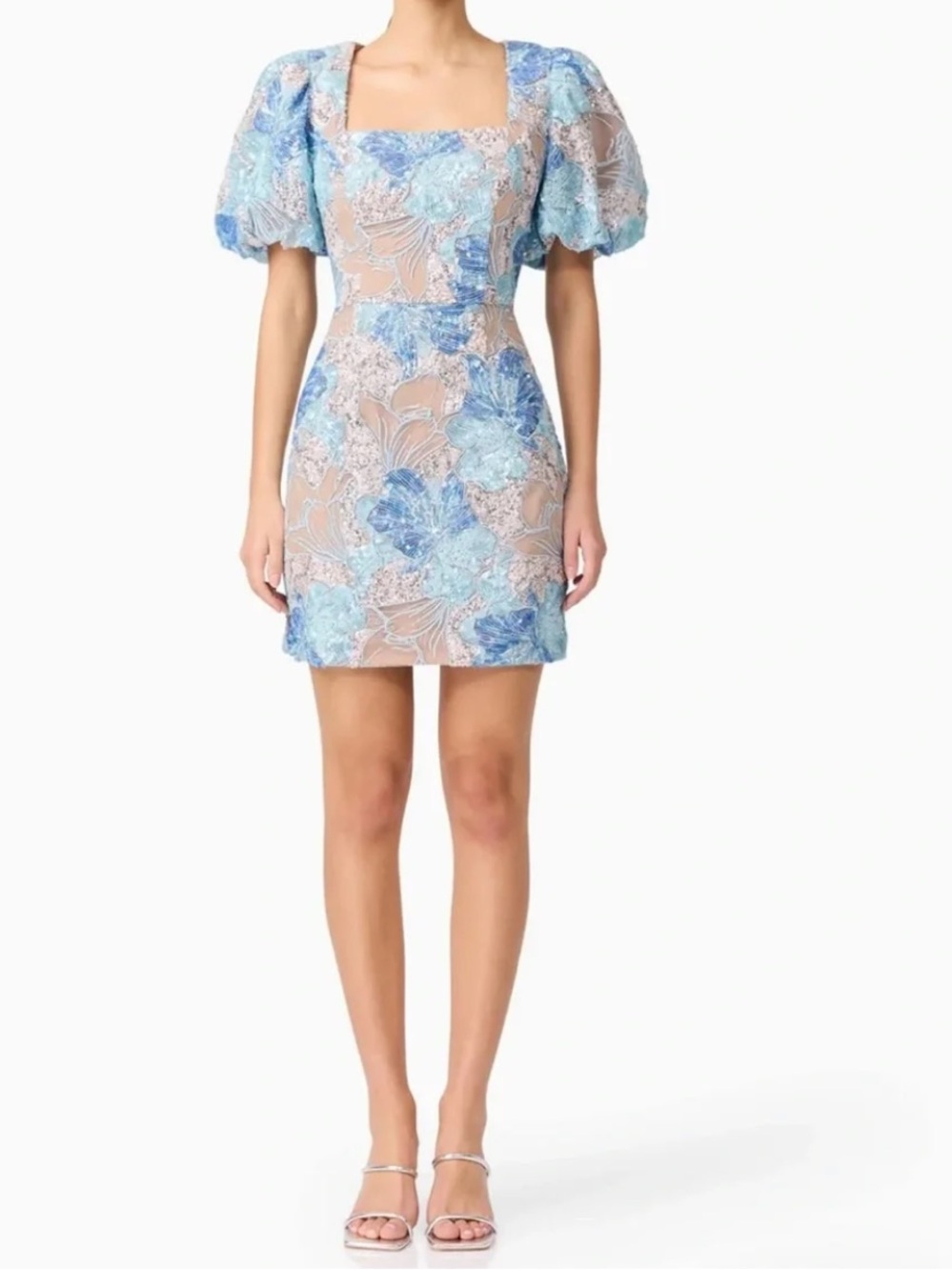 Elliatt Leonie Sequin Embroidery Puff Sleeve Mini Dress Size Small NWT
